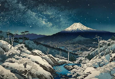 breathtaking landscape, (starry ht sky:1.31), irregular shattered luminous star clusters in sky, (stellar background:0.9), (high-resolution) (sharp details:0.85),} vast rocky mountainside, scenic landscape view, (high resolution:1.22), (Japanese (woodblock print style:1.06), (ukiyo-e:1.14), traditional Japanese art style},) funny, humorous ,
(Birch grove camp), (glacier's blue ice), (rusting plane parts), (hiking path), (snowy ridges) (epic:1.11, (masterpiece:0.78), (high image quality:1.08), (RAW:0.93),subsurface tering,(high resolution photograph:1.28),high definition, <lora:sdxl\zy_Realism_Enhancer_v1.safetensors:0.85:0.18> p3,s18