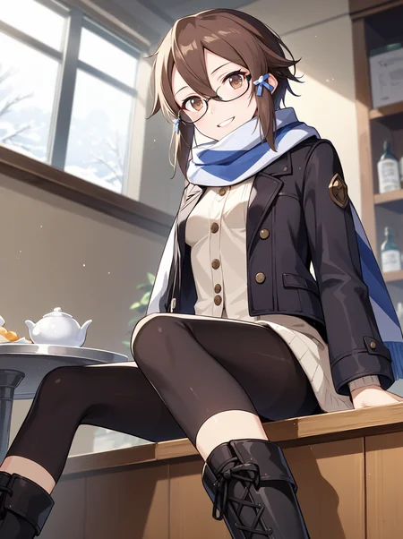 score_9, score_8_up,score_7_up, source_anime, expressiveh <lora:Expressive_H:0.2> BREAK
1girl, asada shino, brown hair, hair between eyes, hair ornament, brown eyes, short hair, hair ribbon, glasses,
sitting in a restaurant on a cold winter night, window, scarf, jacket, leggings, boots
small breasts,smile, from below,
<lora:asada shino v0.2-000018:0.75>,