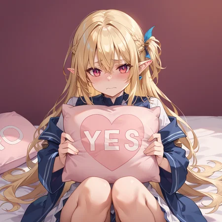 core_9, score_8_up, score_7_up, best quality, masterpiece, source_anime zPDXL2 BREAK, blush, embarrassed ,troll
 yes, yes-pillow, yes-no pillow heart, pink pillow, pillow<lora:yes-no_pillow:1>