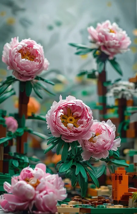 masterpiece,best quality,<lora:tbh246-sdxl:0.9>,illustration,style of lego, decaying peonies