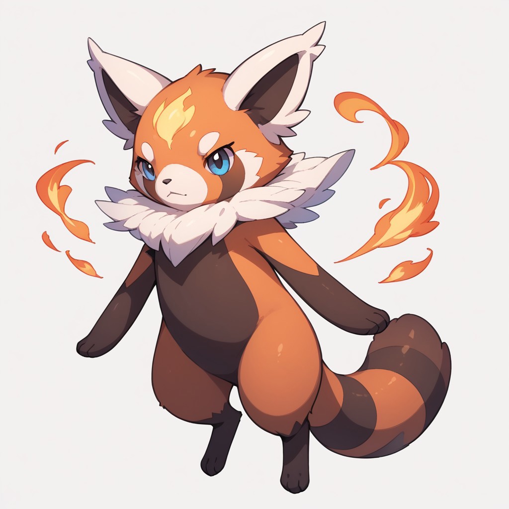 score_9, score_8_up, score_7_up,  
fakemon, pokemon (creature), solo, 
(monster:0.5), (red panda:0.9), (jellyfish:0.6), (feathers:0.6),
fire type,
simple background, white background,
p0k3m0n,