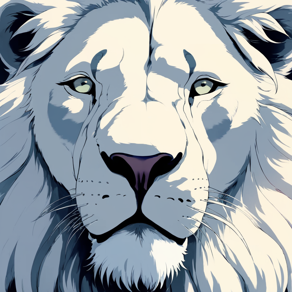 A white lion, stunning, face focused,
, StdGBRedmAF, Studio Ghibli, <lora:StdGBRedmAFPashDebiCOMTE:1>