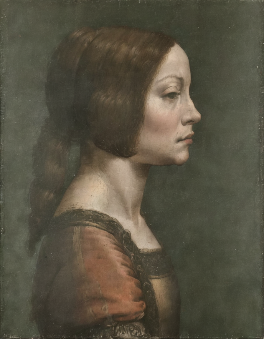 <lora:dvnc:0.9>dvnc portrait woman view from side