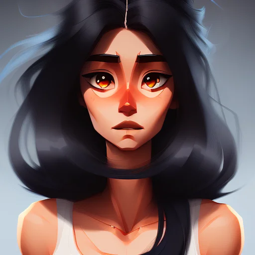 doge full body portrait of a strong, lean, Frightened Retail Clerk woman, Sumptuous, :/, with long wavy black hair wearing midriff sarashi , digital art, trending on artstation, highly detailed, fine detail, intricate, outrun, vaporware