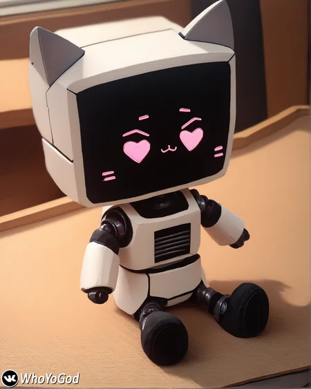 score_9, score_8_up, score_7_up, score_6_up,source_anime, rating_sensitive,
BREAK
<lora:Toy_Plushie_World_Morph:1.1> , end_plushie_morph, plushie, felt, made of felt, fabric toy, made of fabric, fabric texture, doll, chibi,
1girl, solo, dutch angle,
<lora:Kerfus:0.85> KERFUS, KERFUSPINK, robot, heart-shaped pupils, robotic cat ears,
full body, sitting on a table, outstretched arms,
neon living room background,