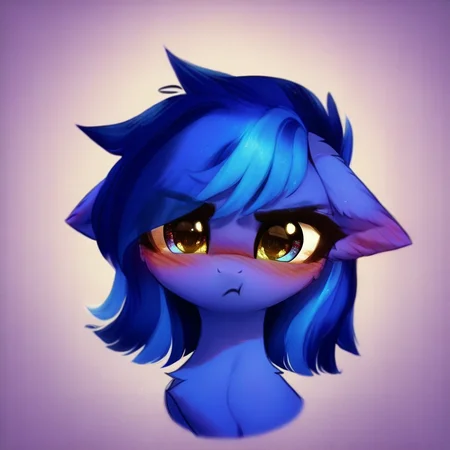 (magnaluna), score_9, score_8_up, score_7_up, score_6_up, score_5_up, score_4_up, source_pony, pony, detailed eyes, looking at viewer, cute annoyed expression, blush, graphic art strokes