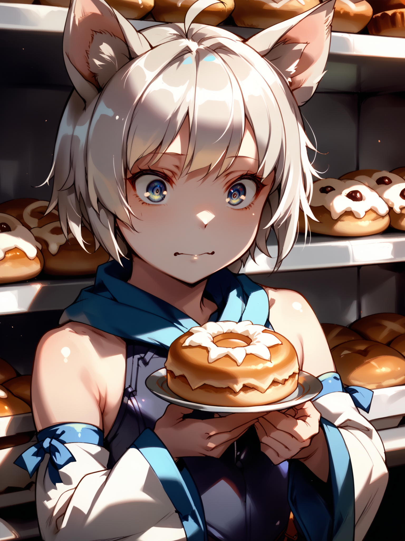 (upper body, solo:1.1) <lora:happy_tentacle-elin-v0.2-000028:1>, ht_elin, flat chest, animal ears (petite:1.2), <lora:Shed_The_Skin's StS_age_slider_v1_initial_release:-1.1> ( (detached sleeves :1.1) :1.1) ( , (wide-eyed :1.2) , ( :1.2) , , (looking down:1.2) :1) , outdoors, vegetation, ( :1.1), autumn , (dusk :0.6), , (:0.5), people , ( :0.8), storefront , (bakery :1.2), shelf ( :0.8) score_9, score_8_up, score_7_up, score_6_up, score_5_up, score_4_up, ( [(realistic, photorealistic:1.3):(realistic:1.2):16] [(3d:1.2)::12] :1) <lora:LUUNA's Lunas-NijiJourney-SDXL-B2:0.35>, nijijourney <lora:prgfrg23's Counterfeit-V3.0 Style SDXL_LoRA_Pony Diffusion V6 XL:0.5> <lora:mfcg's mfcgXL:0.12> <lora:reweik's gyokai(himehajime)_PonyXL_style_v01:0.14>