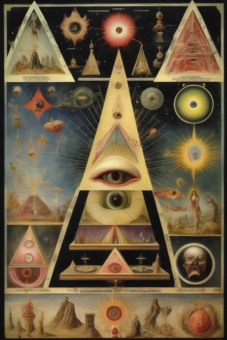 <lora:Paul Laffoley Style:1>Paul Laffoley Style - Mysterium Cosmographicum/ / esoteric unconsciousness/ / divine schizophrenia
