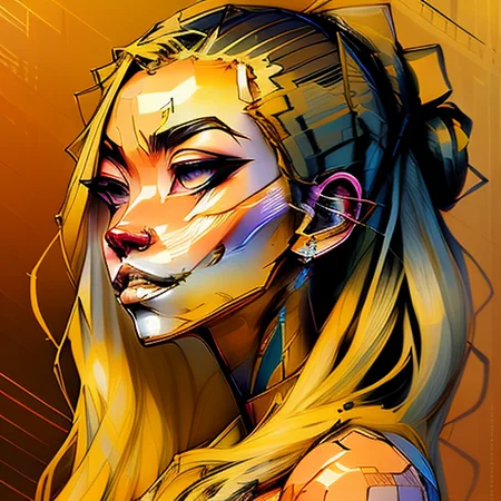 figurativism of full body portrait of a supple, rawboned, Thirsty Republican woman, opulent, angry, with blond braids wearing hair ornament , digital art, trending on artstation, highly detailed, fine detail, intricate, outrun, vaporware