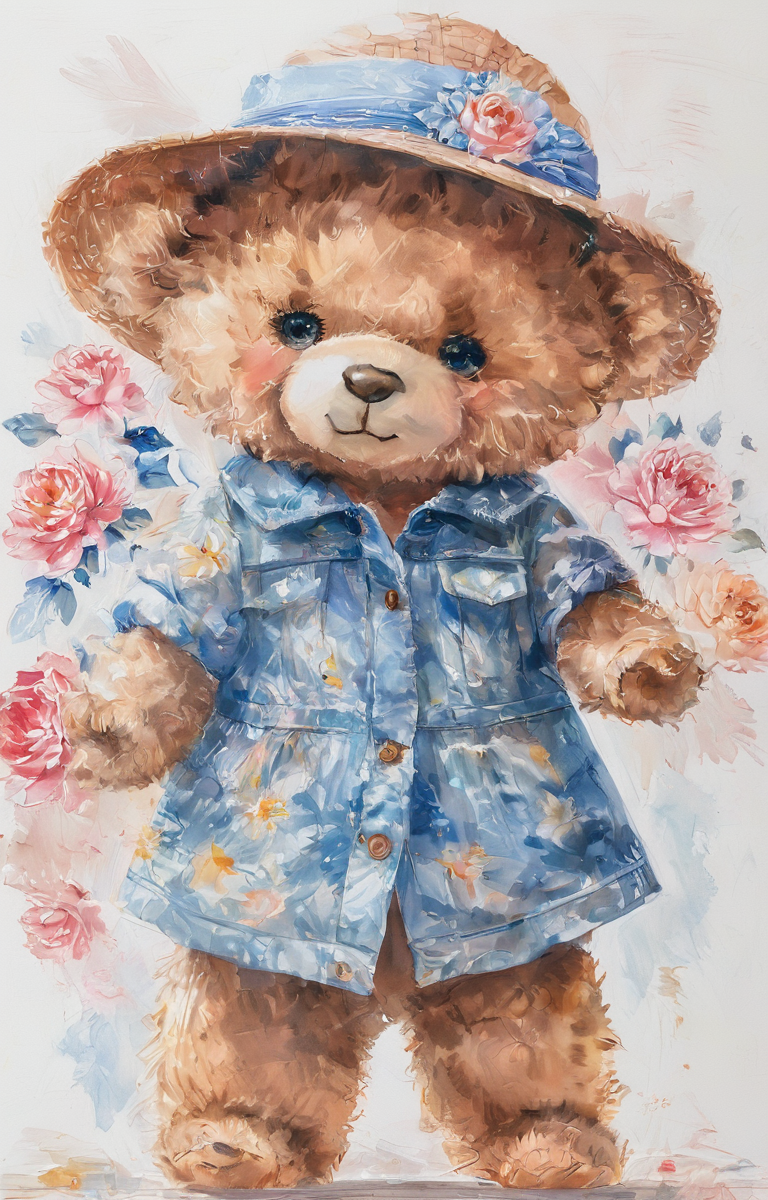 masterpiece,best quality,<lora:tbh37-sdxl:0.9>,illustration,teddy bear, portrait of idolmaster cinderella girls,