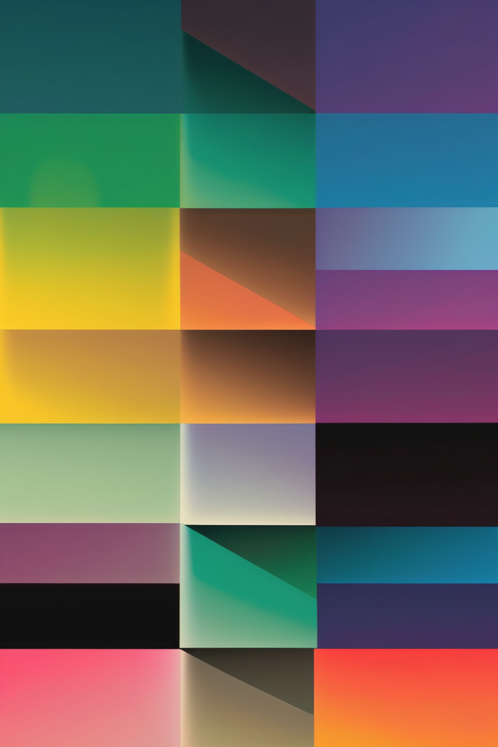 <lora:Felipe Pantone Style:1>Felipe Pantone Style - graphic of a rectangle split into four exagons and pentagos - each with a different colour in gradients