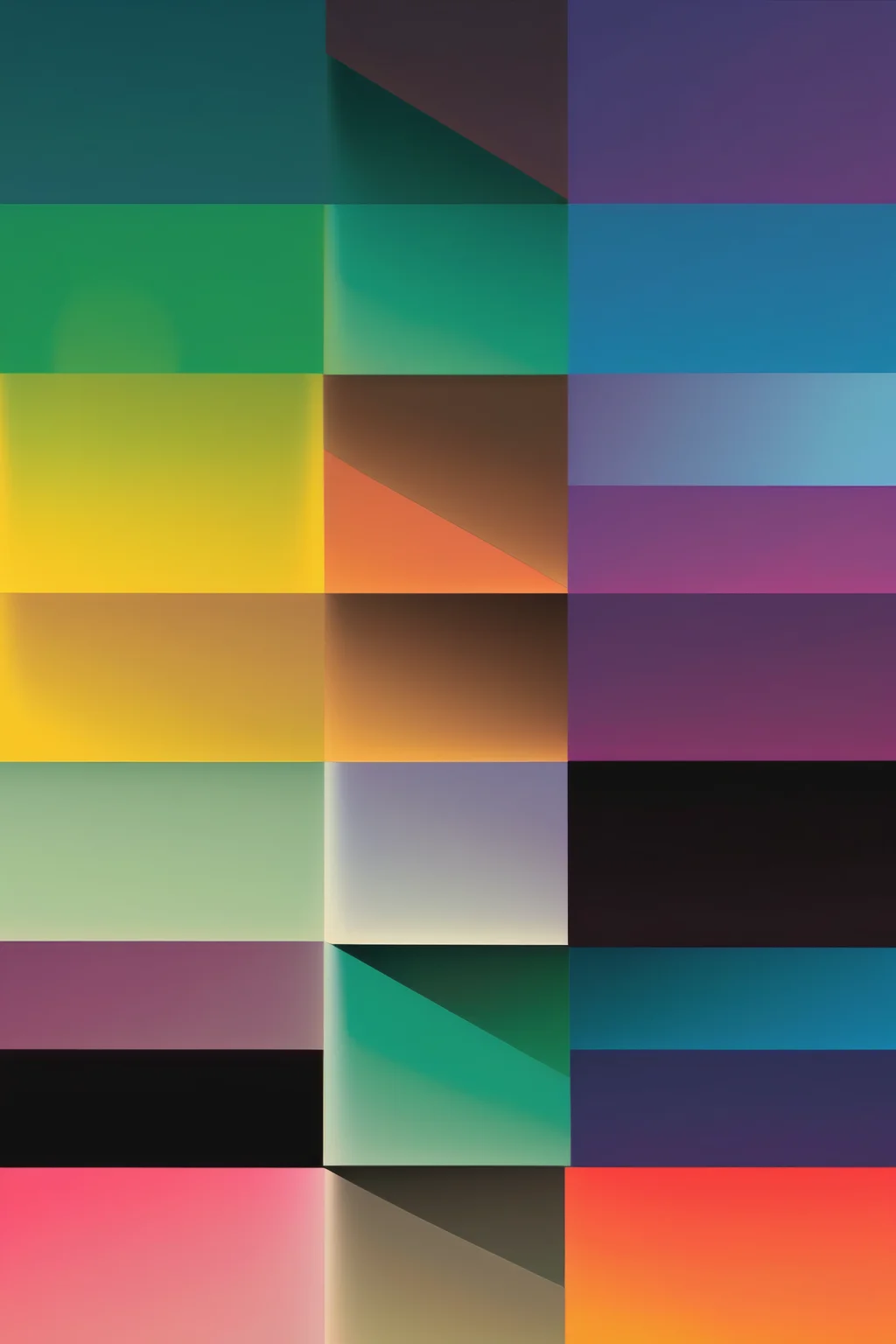 <lora:Felipe Pantone Style:1>Felipe Pantone Style - graphic of a rectangle split into four exagons and pentagos - each with a different colour in gradients
