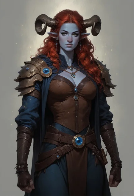 (score_9, score_8_up, score_7_up, score_6_up), (highres image, ultrares, absurdres, ultra detailed), ((zPDXL3)), Portrait, (masterpiece:1.8), face focus, detailed faces, BREAK,
1girl, dynamic character design, female focus, perfect face, perfect eyes, attractive, beautiful, barbarian, (Firbolg, furry, big nose, animal ears, blue skin) curved ram horns, (long red hair), perfect body, hourglass figure, large breasts, wide hips, tiny waist
BREAK
(Barbarian Furs), (Leather), (Boots), (Cloak)
BREAK
Detailed Background, Fantasy Tavern, Dramatic Lights, Concept Art, Expressiveh, (Firbolg, furry, big nose, animal ears), concept art, realistic, 4kFacePonyXL