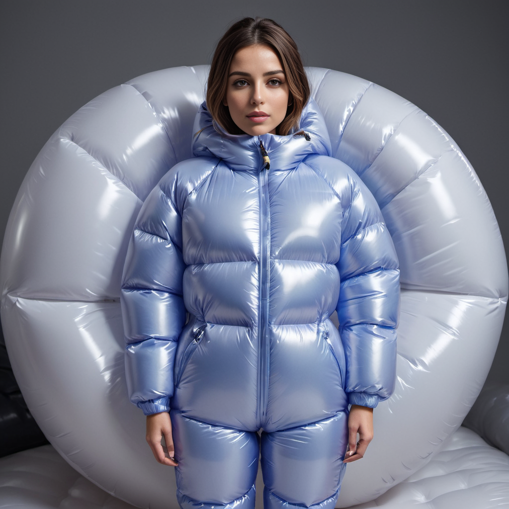 one american short women wearing a inflatable downsuit puffer_downsuit , hyperdetailed photography,4k textures,intricate details,4k resolution,  <lora:puffer_downsuit_v1:0.8>
 <lora:inflatablerubber:0.6>
