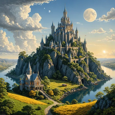 by  Laurie Lipton  and  Duy Huynh in the style of  Ted Nasmith ,   landscape    <lora:more_art:0.40><lora:faetastic:0.25><lora:midjourney:0.15>