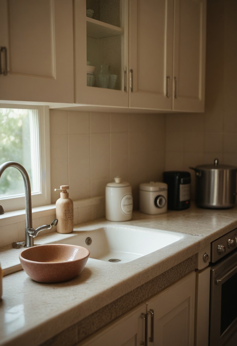 Score_PnyReal C4M3R403, no humans, sink, kitchen, stove, still life, faucet, indoors, grainy, film photography