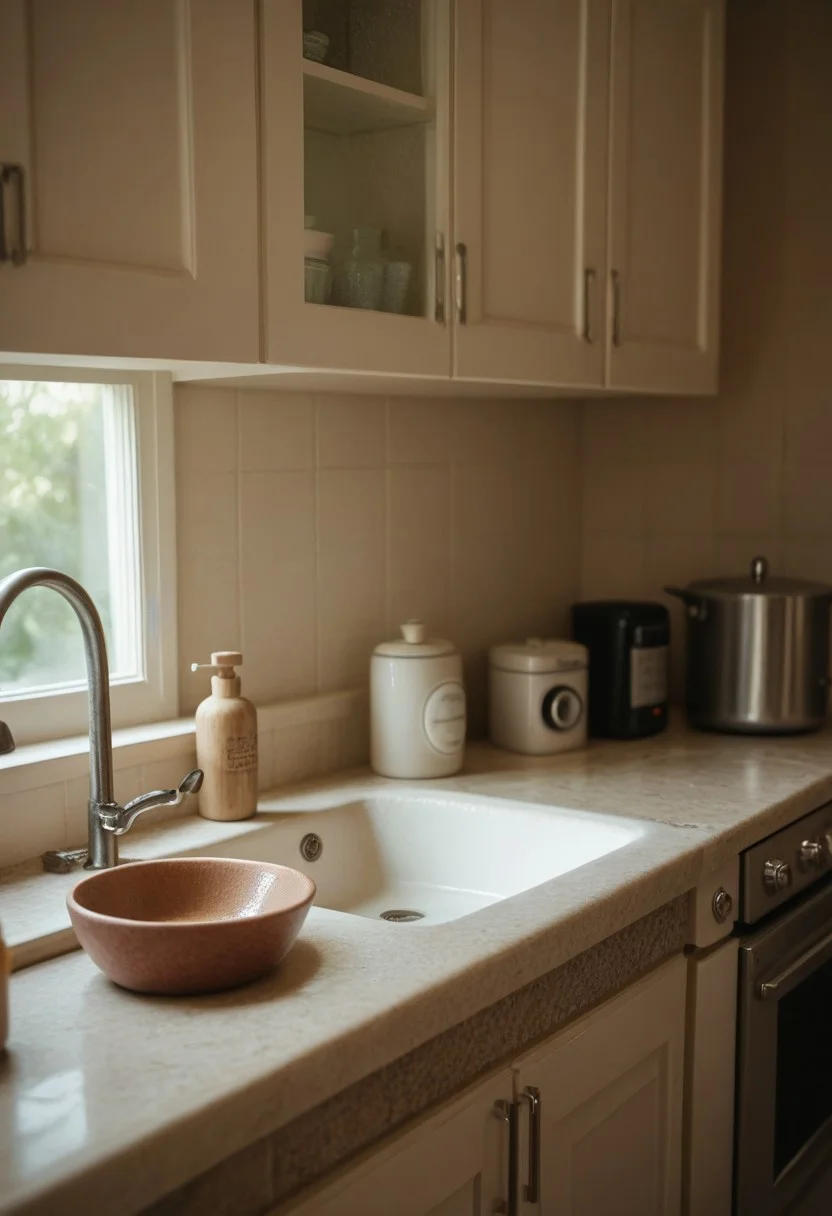 Score_PnyReal C4M3R403, no humans, sink, kitchen, stove, still life, faucet, indoors, grainy, film photography