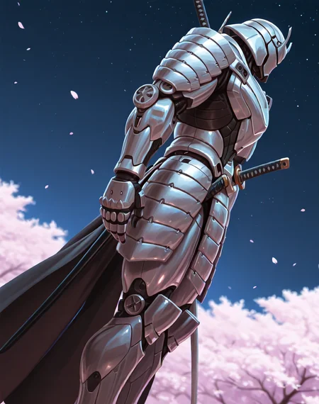 <lora:Silver_Samurai_(Marvel_Comics)_(Illustrious)_(AD):1> Silver Samurai, robot, armor,
((
exterior, traditional Japanese noble's estate home, cherry blossoms, night sky,
dutch angle, dynamic action, male focus, solo, fully armored, villain, hyper glossy body, powerful, superiority, side view,
)),
BREAK: very awe, aesthetically pleasing, masterpiece, best quality, amazing quality, very aesthetic, depth of field, absurd details, depth of field, atmospheric rendering, natural shading, soft shading,
BREAK: lazympos, lazypos (3),