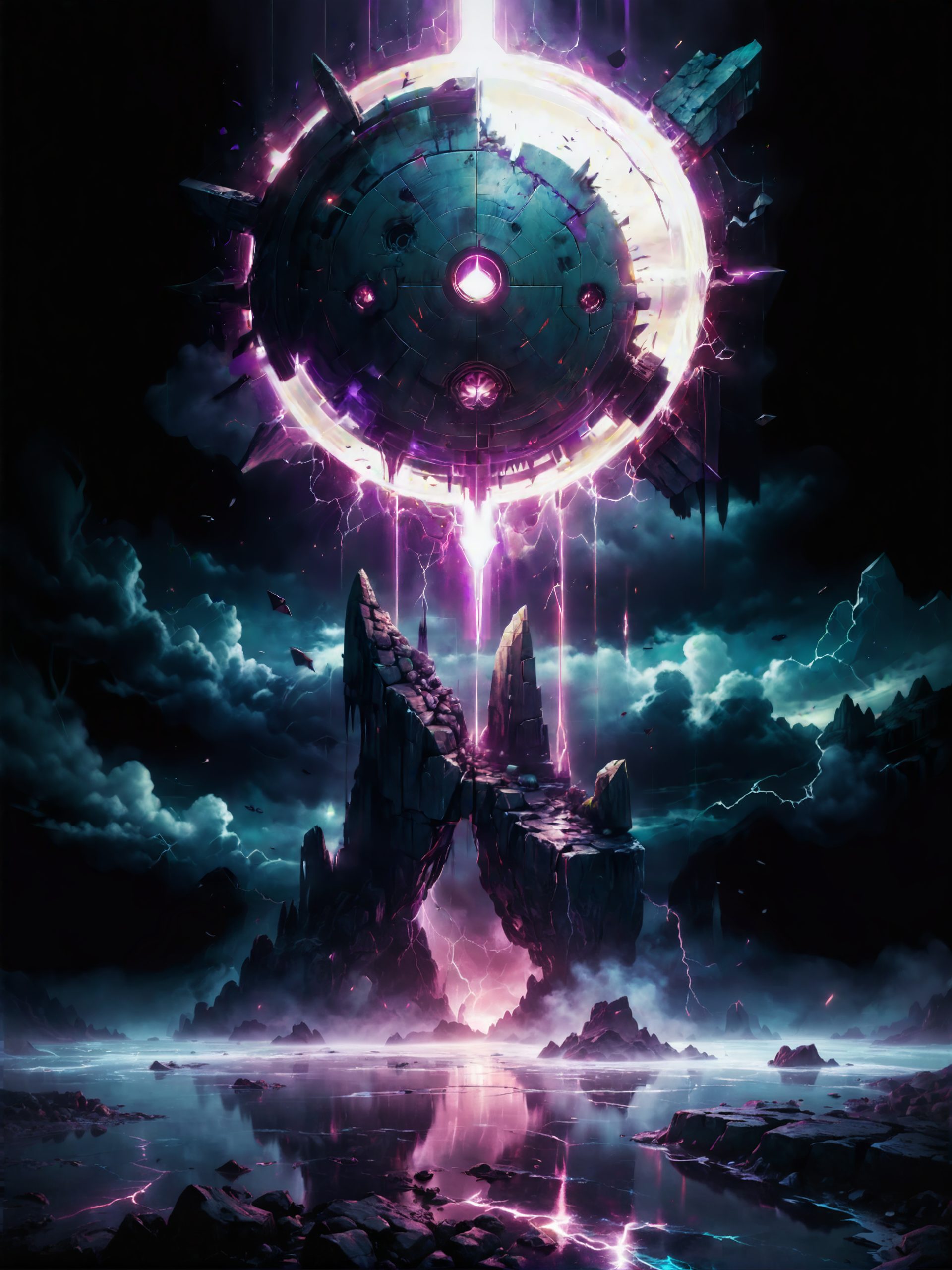 <lora:more_artful-xl:0.8> <lora:add-detail-xl:2.4> <lora:style-matte_black_contrast-xl-v3-by_tijuanaslumlord:0.4> <lora:style-glowing_neon-xl-by_cybernella:0.8> <lora:envybetterhiresfixxl01-xl:0.0:hr=0.4> (vertical symmetry:1.4), vntblk, movie poster art, [blood moon, red moon, darkest night, the (three pyramids:1.2) of giza, low angle, black and red hues:famous artwork by (sylvain sarrailh:1.3) and (casey baugh:1.3), (artifact:1.4), ominous dark (fascinating and confounding:1.4) landscape with towering (obelisks:1.4) piercing the sky, glowing ornate lovecraftian artifact, jagged rock formations, night sky, mysterious, ethereal, deserted, dark corners, (black:1.1), (obsidian:1.1), (bordeaux:1.1), (deep purple:0.8), (dark teal:0.7), (cyan:0.6), (grey:0.5):18], ultra detailed