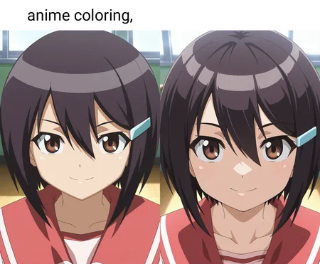 masterpiece, best quality, amazing quality, 1girl, solo, anime coloring, (portrait:1.2), mawariww, brown eyes, black hair, short hair, hair between eyes, hairclip, school uniform, pink serafuku, red sailor collar, pink shirt, looking at viewer, smile, indoors, day, skindentation, detailed clothing folds, depth of field, sharp, high contrast, dynamic light <lora:Zenigata_Mawari_Seto_no_Hanayome_ill_v20:0.9>