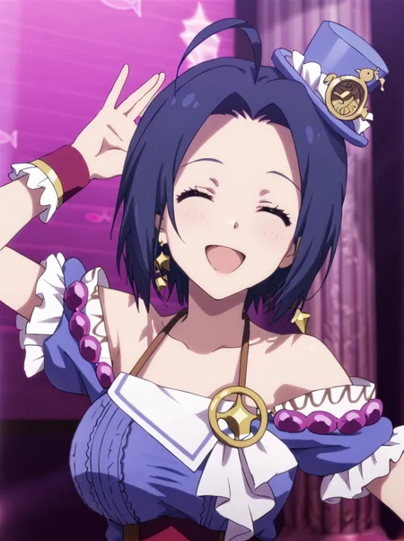 detailed background, posing, rating safe,
<lora:smothri.pony:1>,
smothri, azusa,
large breasts,
seductive smile, closed eyes, open mouth, facing viewer,
