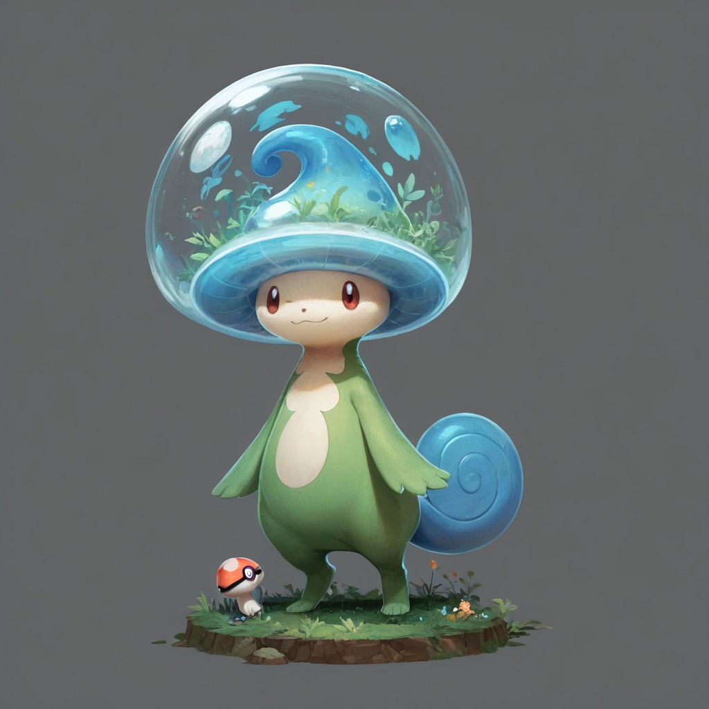 score_9, score_8_up, score_7_up,
p0k3m0n, pokemon, pokemon (creature), no humans, transparent background, simple background, full body, solo, standing,
(jellyfish:0.5), (mushroom:0.5), (virtual:0.5), (holographic magic:0.5), (red panda:0.5), (tail:0.5),
simple background, grey background,