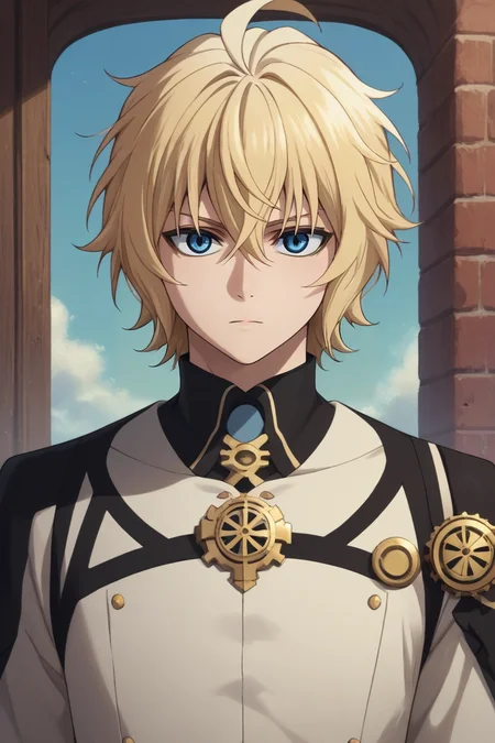 score_9, score_8_up, score_7_up, source_anime, , semi-realistic, looking at viewer, , , 1boy, solo, male focus, <lora:mikaela_hyakuya_pony:0.84>, mikaela_hyakuya, blonde hair, blue eyes, short hair, hair between eyes, bangs, ahoge, , steampunk, , <lora:sdxl_lightning_8step_lora:1>
