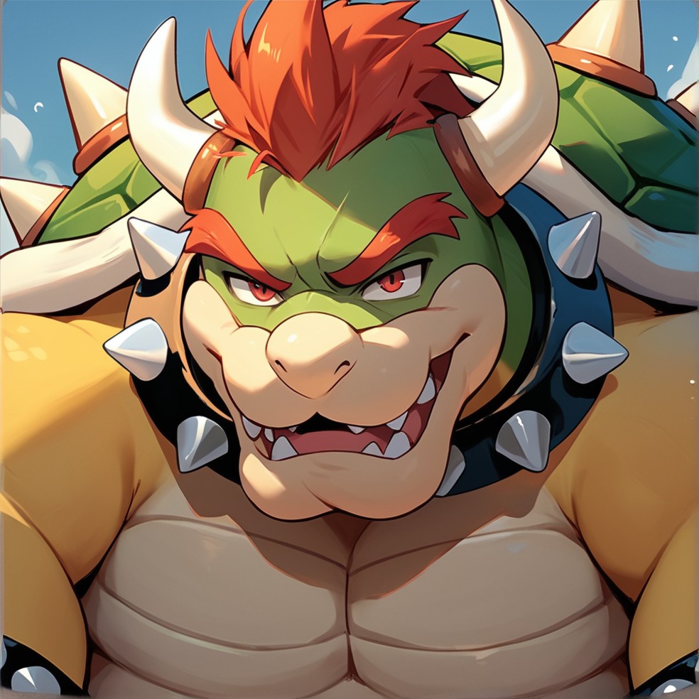 score_9, score_8_up, score_7_up, Bowser, 1boy, solo, shell, shell on back