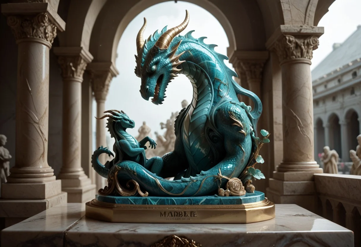 score_9, score_8_up, score_7_up, score_6_up, Dragon Marbleized as a statue ,
break,
looking at viewer, (front view),