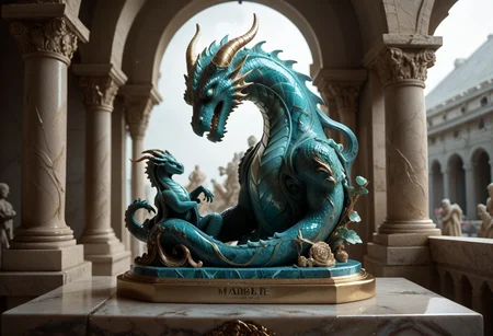 score_9, score_8_up, score_7_up, score_6_up, Dragon Marbleized as a statue ,
break,
looking at viewer, (front view),