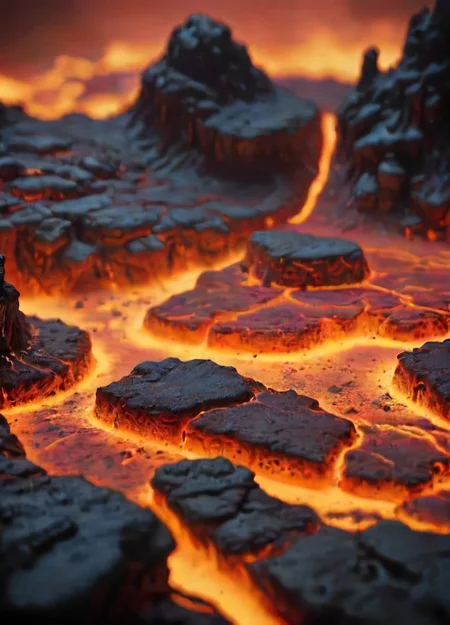 depiction of a landscape made out of glowing hot iron inside cold nitrogen, intricate, detailed, <lora:- SDXL - frzrenit_red_hot_nitro_V2.0:.8>