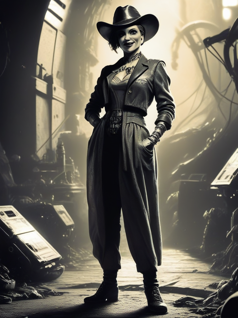 score_9, score_8_up, score_7_up, score_6_up, score_5_up, score_4_up, bpe-sepia (cyborg robot:1.3) bpe-scifi
 ( visiting post station) stable, standing,  indoors, horizon, cowboy hat on head, veil, rugged, laughing,looking at viewer,   grit, 
 pny-safe    bpe-pro bpe-barnumcamera bpe- bpe-cine  , no humans , 