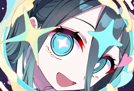 shijian meme,aris \(blue archive\),1girl,smile,solo,looking at viewer,open mouth,portrait,heart,star \(symbol\),multicolored eyes,sparkle,diffraction spikes,
newest,absurdres,highres,masterpiece,best quality,year 2024,
<lora:shijian_Noob10:1>,