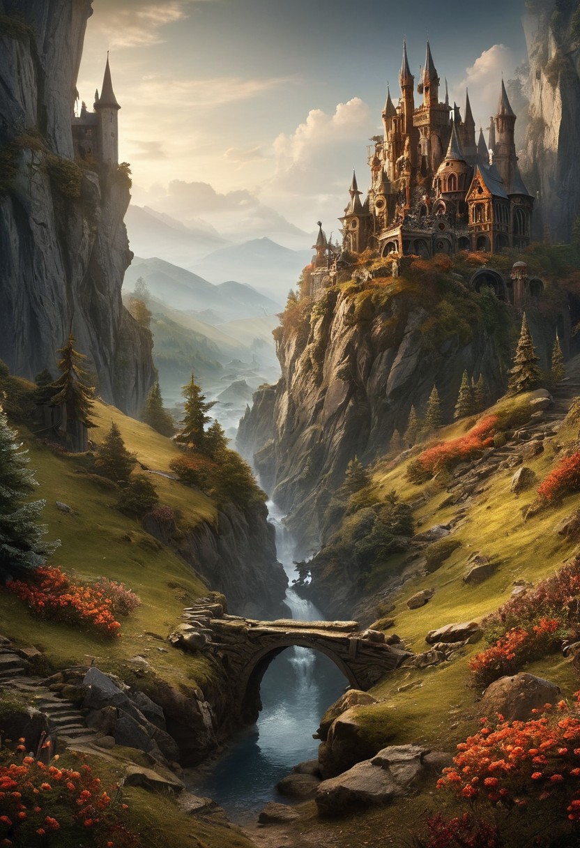 masterpiece, best quality, absurdres, gear-infused landscape