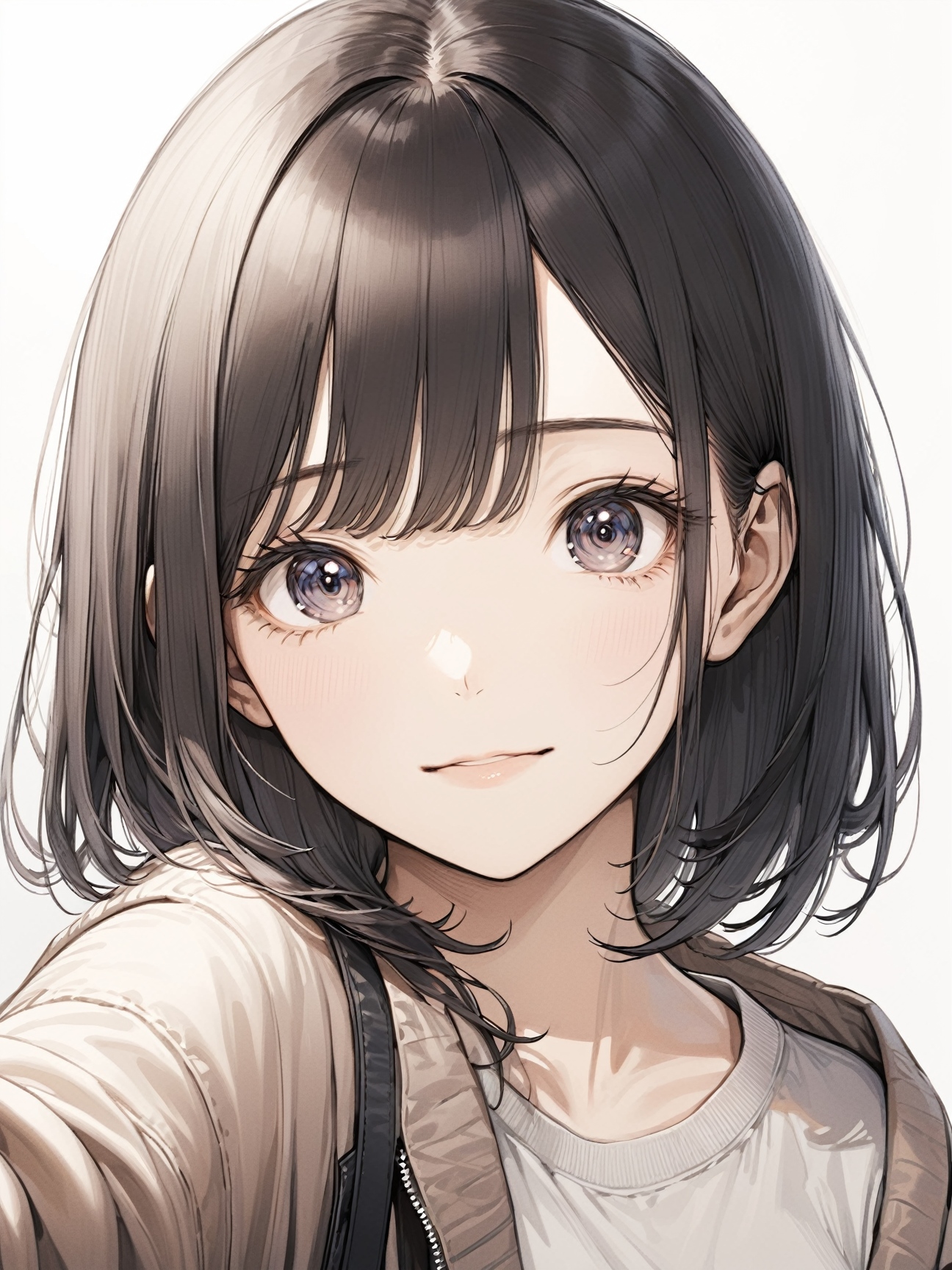 1girl,   Illustrate a selfie-style image, capturing a personal moment, casual expressions, and a sense of candidness.