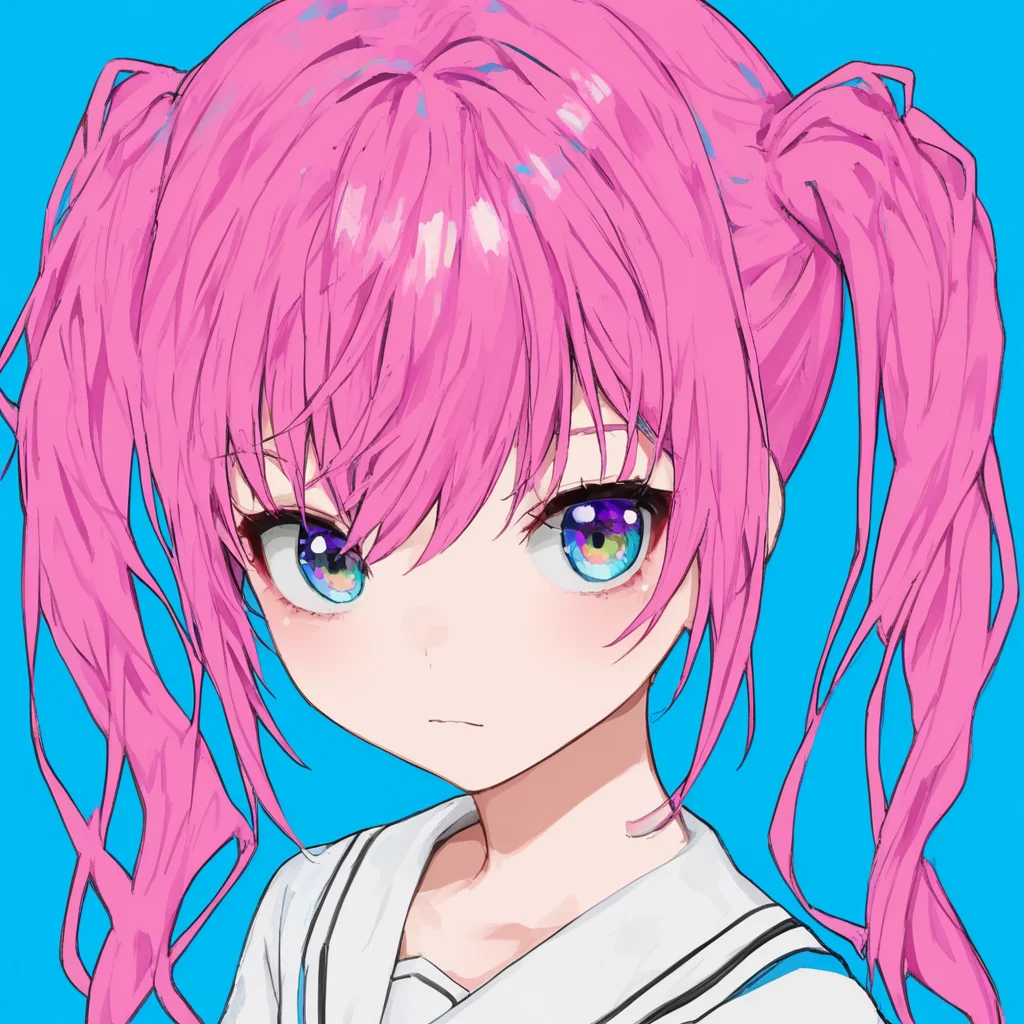 lam (ramdayo), 1girl, blue background, pink hair