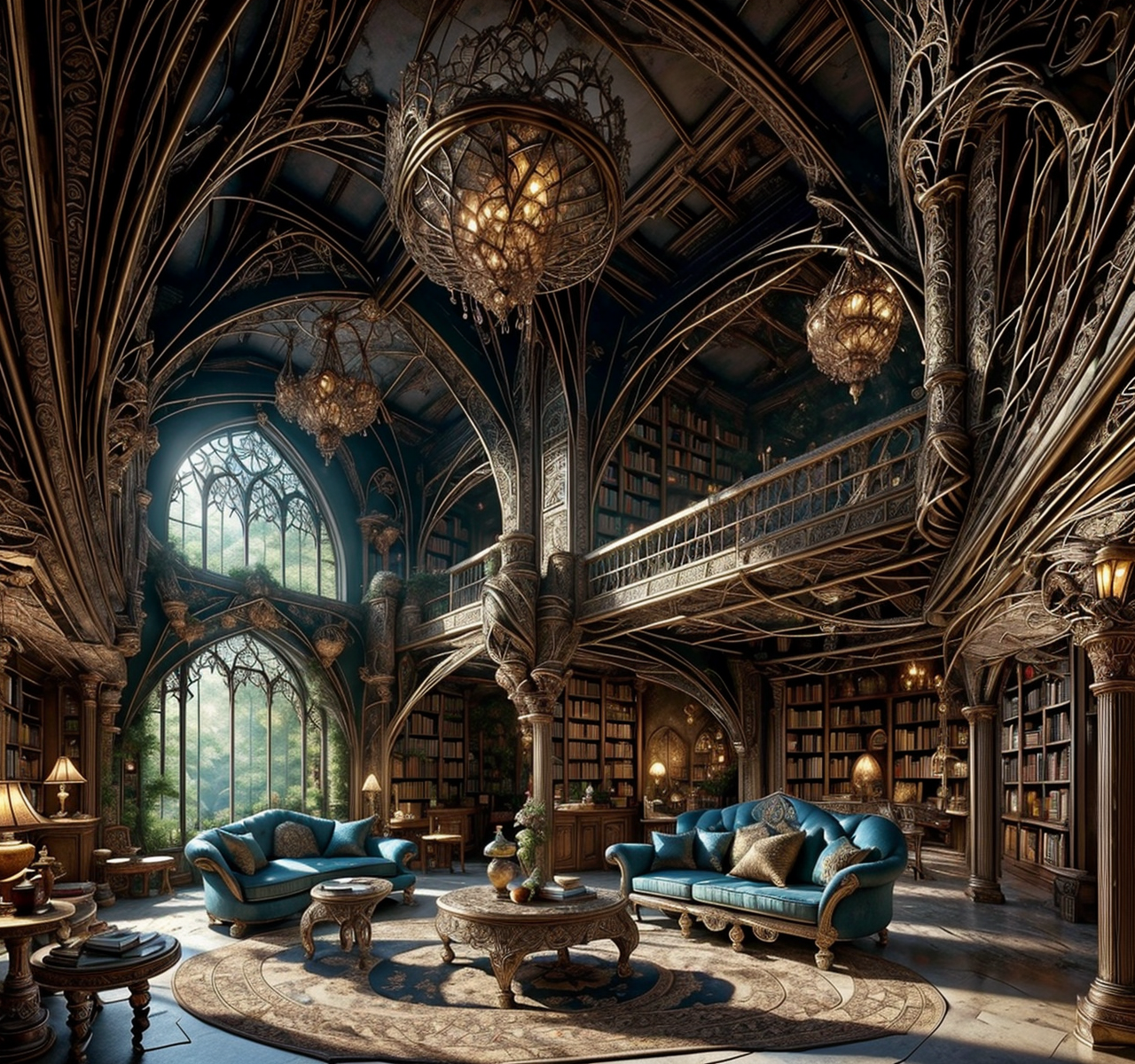 RAW photo, (masterpiece:1.3), subsurface scattering, heavy shadow, (high quality:1.4), (intricate, high detail:1.2), professional photography, HDR, High Dynamic Range, realistic, ultra realistic, photorealistic, high resolution, film photography, ambient lighting, atmospheric effects, <lora:detail_slider_v4:2>, OverallDetail,   <lora:ElvenInterior:1>, bookshelf, carpet, couch, elfint, indoors, library, pillar, scenery, sky, solo, stairs, sunlight, table, window