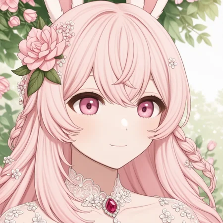 pippa, pink hair, pink eyes, rabbit ears, detailed, shading, ssao, eye focus, upper body,
((wedding dress, flowers))
<lora:PIPPA-XL-t9-000001:0.6>