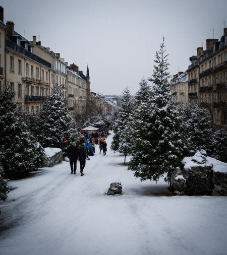 Artsy Photo, raw photo, digital photo, outdoors, Paris, squares, Christmas trees, (snowy, snow storm, snowflakes:1.4), (insane details:1.4), detailed background, crowd, <lora:detailifier_sd3.5:1.4>, <lora:Artsy_Photo:1>