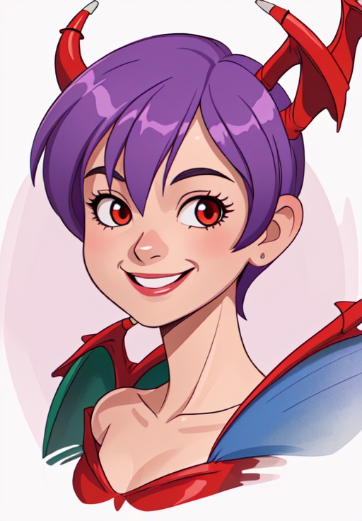 <lora:darkstalkers_lilith_nai:0.8>, darkstalkers_lilith, portrait, smile,