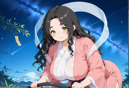 IllusP0s, PonyScores7, source_anime, ah1, IllustriousQual, interesting, exciting, spectacular, wonderful, 
BREAK <lora:xl_more_art-full_v1:0.2>, <lora:aesthetic_anime_v1s:0.2>, <lora:EpicF4nta5yXL:0.2>, <lora:detailxl:0.2>, detailxl, <lora:Fant5yP0ny:0.2>, amazing quality, best aesthetic, absurdres, illustration, Volumetric_Lighting, ultra-detailed, very aesthetic, intricate details, best_quality
BREAK ((driving a Renault)),
BREAK Stable_Yogis_PDXL_Positives, AS-Adult, <lora:Complicated fantasy portrait - XL Pony V2.0:0.2>, bad-hands-5, <lora:HDA_Detailer:0.3>, <lora:natsumi_style:0.5>, <lora:by_usakun-pony:0.4>, by usakun, <lora:Akina_Bbw_Style_-_PonyXL:0.2>, AkinBw, ((tilt-shift shot)),
BREAK 1girl, mature female, (curvy), round-chin, caucasian, <lora:ETO_OC_Illustrius:0.5>, eto_oc, skindentation, (plump), thick thighs, wide hips, busty, voluptuous, <lora:venus body PonyXL:0.3>, <lora:shinyskin2:0.2>, glistening skin, HDA_FatGirlXL, 
BREAK ((<lora:orihime_XL_v1:0.8>, orihime, bridle, hagoromo, hanfu, huge breasts, milky way, sash, shawl, star (sky), starry sky, tanabata, wide sleeves)),
BREAK (curly hair), long hair, (black hair:1.4), (parted hair:1.7), messy hair, kinky curls, <lora:hairdetailpxl:0.2>, hairdetailpxl,
BREAK (half green and brown eyes), (colorful eyes), (multicolored eyes), (downturned eyes:1.4), <lora:expressive eyes:0.2>, expressive eyes, <lora:eyedetailpxl:0.2>, eyedetailpxl, <lora:Eyes_High_Definition:0.2>, EyesHD, (round face:1.2), (thick eyebrows:1.3), (plump face), <lora:Round_face:0.2>, lips, 
BREAK ((evil_smile expression)), <lora:Expressive_H:0.2>, Expressiveh, <lora:Emotional_Anime_Expressions_PonyXL_Concept:0.2>, emotional, <lora:Best_Facial_Expression_LoRA_PONY:0.2>, looking at viewer, <lora:Detailed expressive EXEV style -XL Pony V1.0:0.2>, FaceDetail,
BREAK (((Amish horse-drawn buggy))), <lora:Background Detailer - SDXL:0.8>, 4k, 8k, Ultra HD, Masterpiece, Best quality, Detailed background, <lora:Add_more_details_V2_XLpony:0.4> full_details,