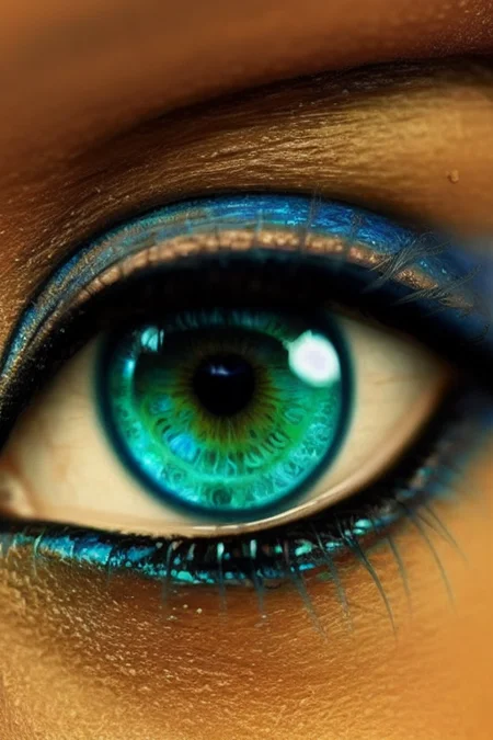 <lora:macro-eye:0.8>, blue green iris , tree in pupils, blue eyeliner , black person