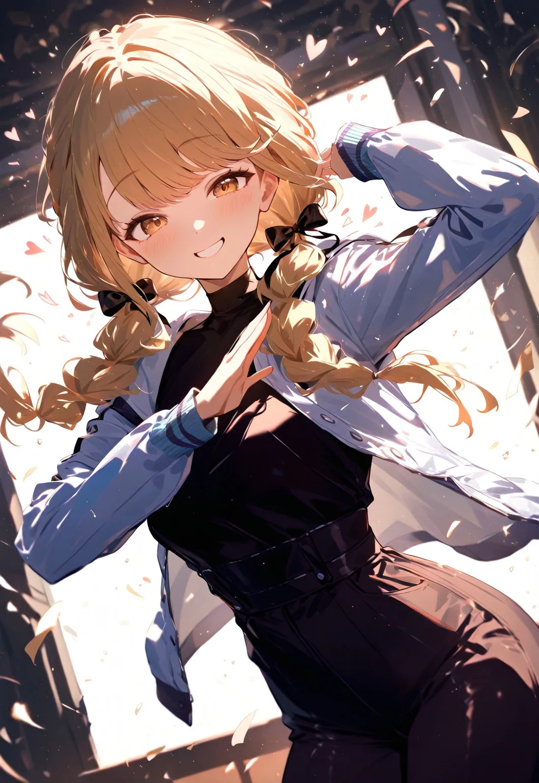masterpiece, high score, great score, absurdres, 1girl, fujita kotone, heart, smile, dancing, masterpiece,