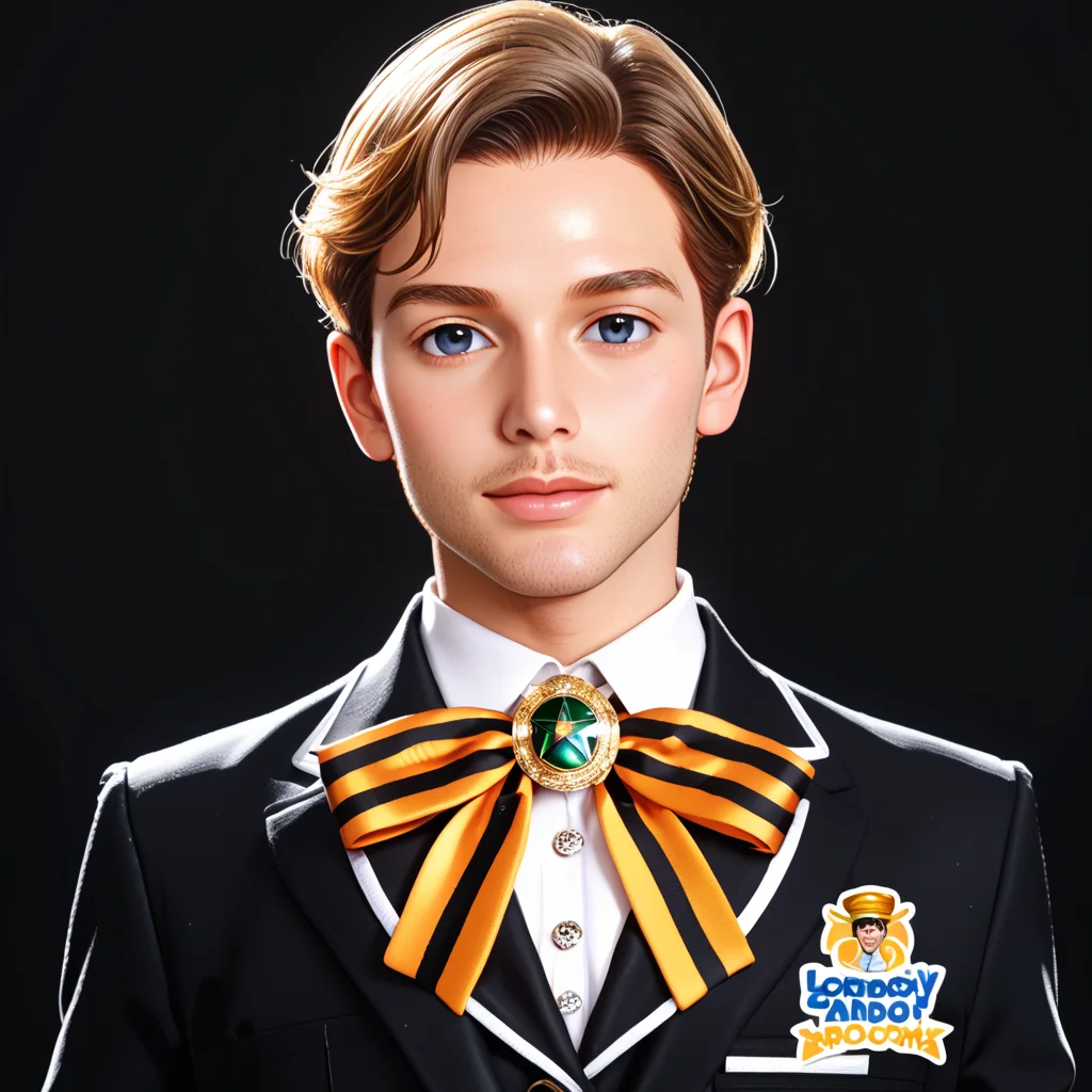 black background, george_ribbon, george brooch, ribbon, <lora:George_ribbon:0.8>
