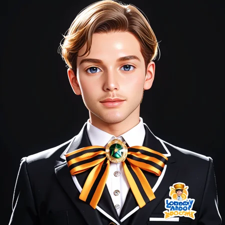 black background, george_ribbon, george brooch, ribbon, <lora:George_ribbon:0.8>