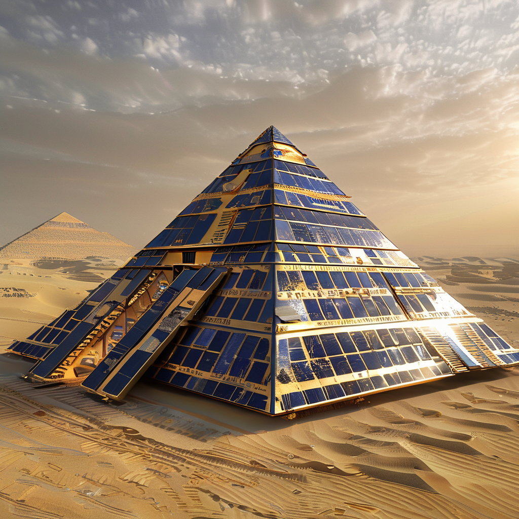pharaotech pyramids covered with photovoltaic panels <lora:pharaotech:1>