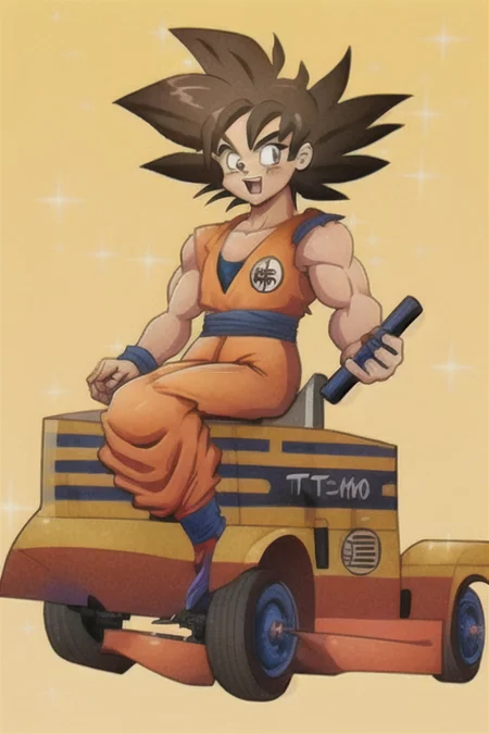 TFM_FTA <lora:TFM_FTA:0.8> <lora:sonGokuLora_offset:1> goku in a racecar