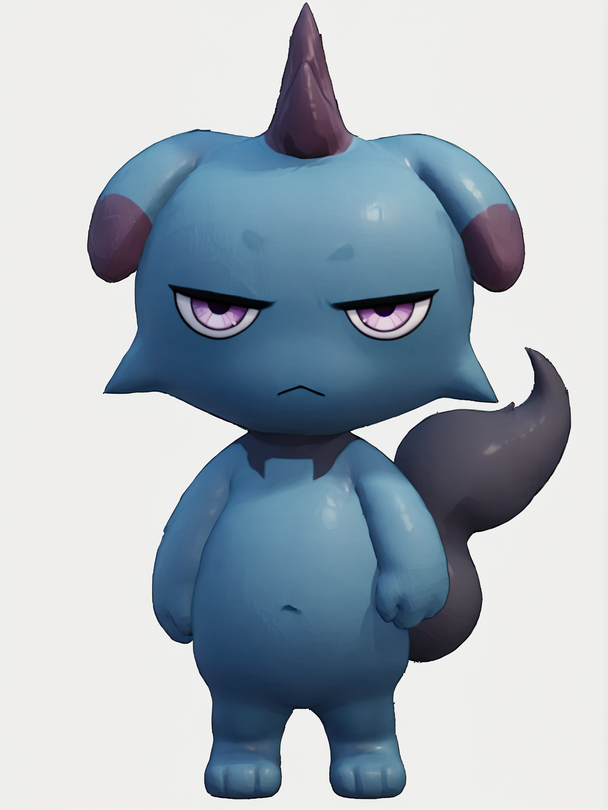 3d \(artwork\), score_9, score_8_up, score_7_up, score_6_up, score_5_up, score_4_up, simple background, full body BREAK
<lora:Depresso:1> depresso, blue body, purple eyes, looking at viewer, standing