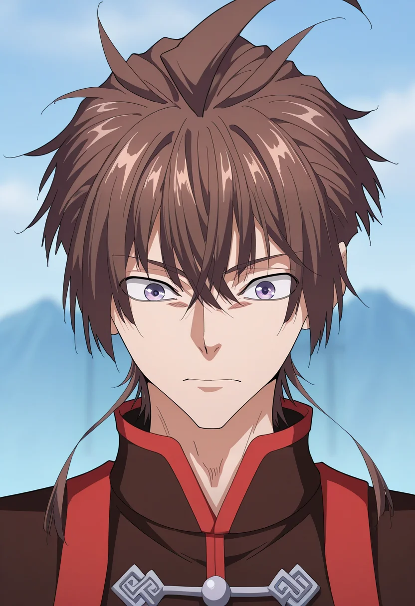 masterpiece, best quality, amazing quality,high resolution,intricate details,official style,depth of field,anime screencap,anime coloring , , , 1boy, solo, male focus,<lora:zhou_yi-fan:0.92>,zhuo-yi fan,brown hair,light purple eyes,short hair