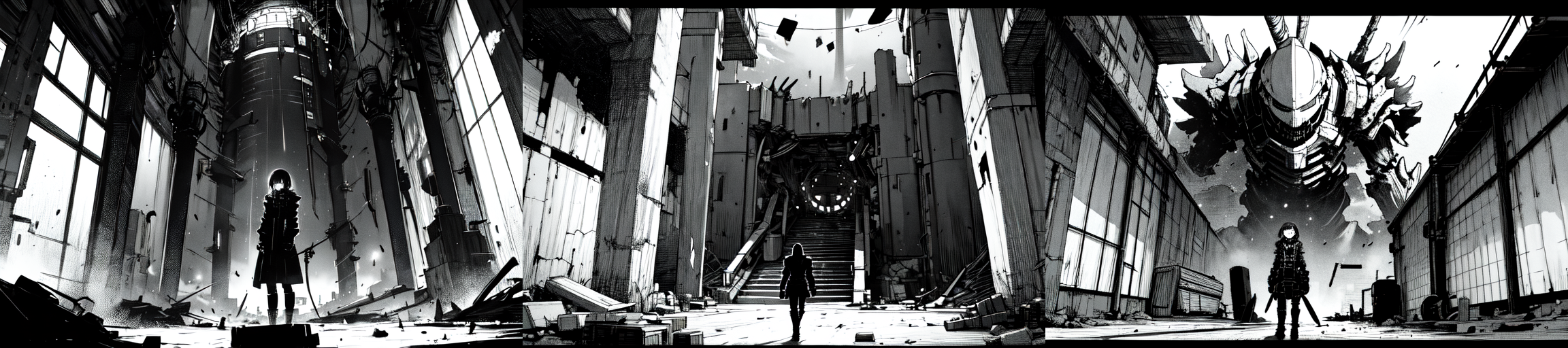 highly insanely detailed, masterpiece, top quality, best quality, highres, 4k, 8k, RAW photo, (very aesthetic, beautiful and aesthetic), 
__lazy-wildcards/subject/env-bg/nihei_tsutomu-blame-env/prompts__, 
<lora:ABARA:0.6>, 
(1girl:1.3), 
solo focus, 
__lazy-wildcards/dataset/background__,âââ